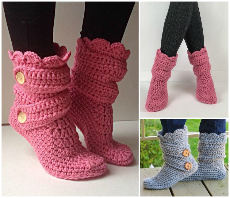 crochet slipper boots with soles