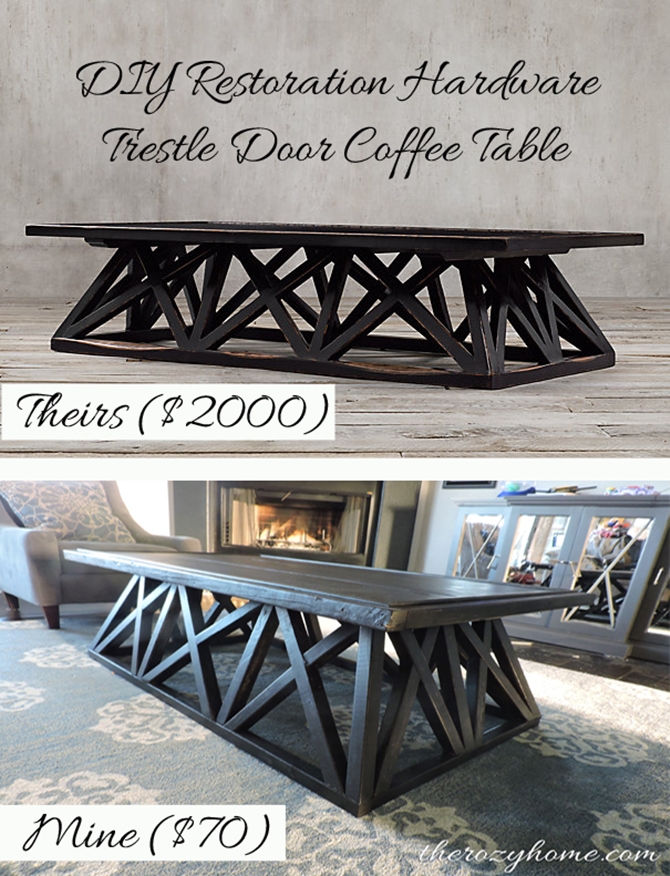 DIYHowto 15 DIY Coffee Table Ideas And Free Plans With Instructions-DIY Trestle Door Coffee Table