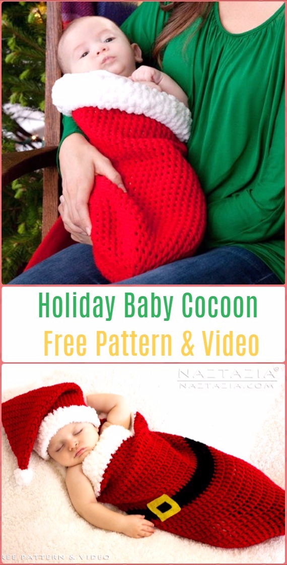 Crochet Holiday Baby Cocoon Free Pattern - Crochet Baby Shower Gift Ideas Free Patterns