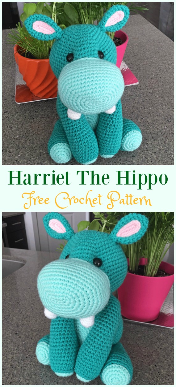 Crochet Amigurumi Harriet The Hippo Free Pattern - #Amigurumi; Crochet #Hippo; Toy Softies Free Patterns