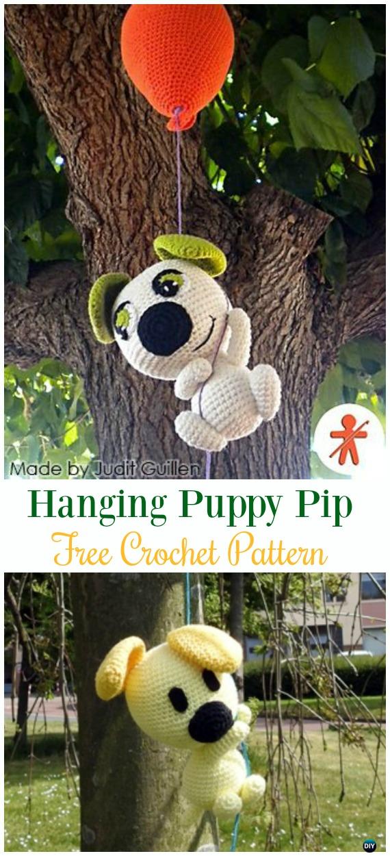 Crochet Hanging Puppy Pip  Amigurumi Free Pattern - #Amigurumi Puppy #Dog Stuffed Toy Crochet Patterns