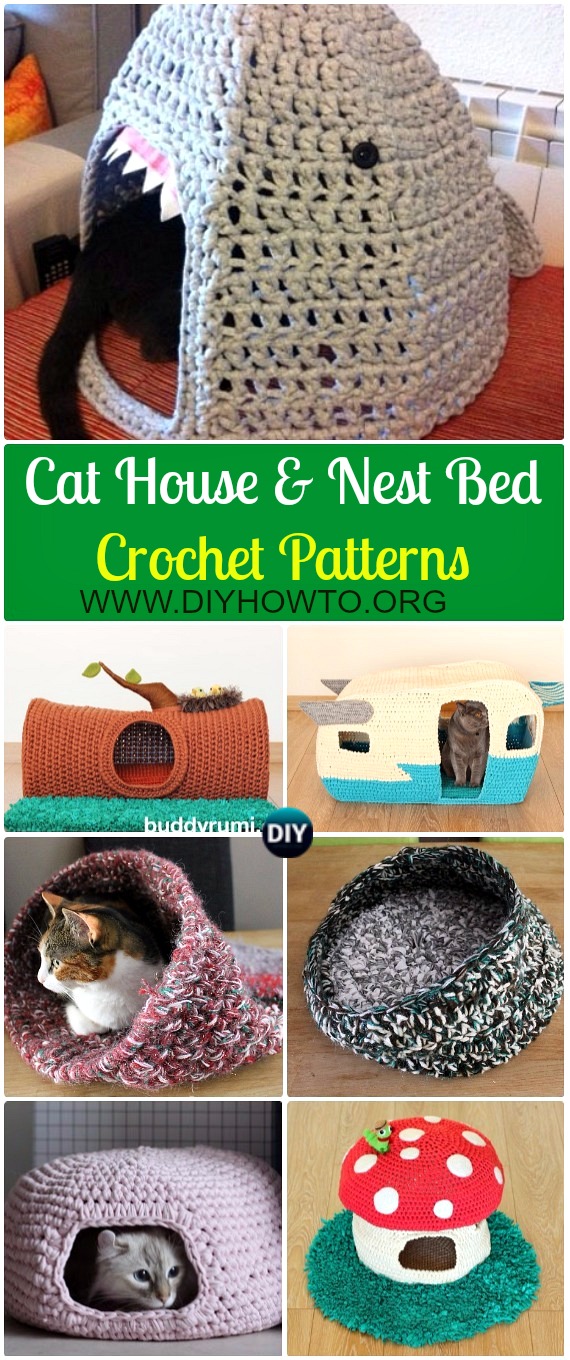 Crochet Cat House & Nest Bed Patterns & Instructions