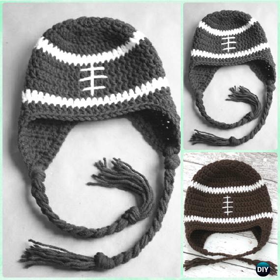 Crochet Football Earflap Hat Free Pattern Instructions-DIY Crochet Ear Flap Hat Free Patterns