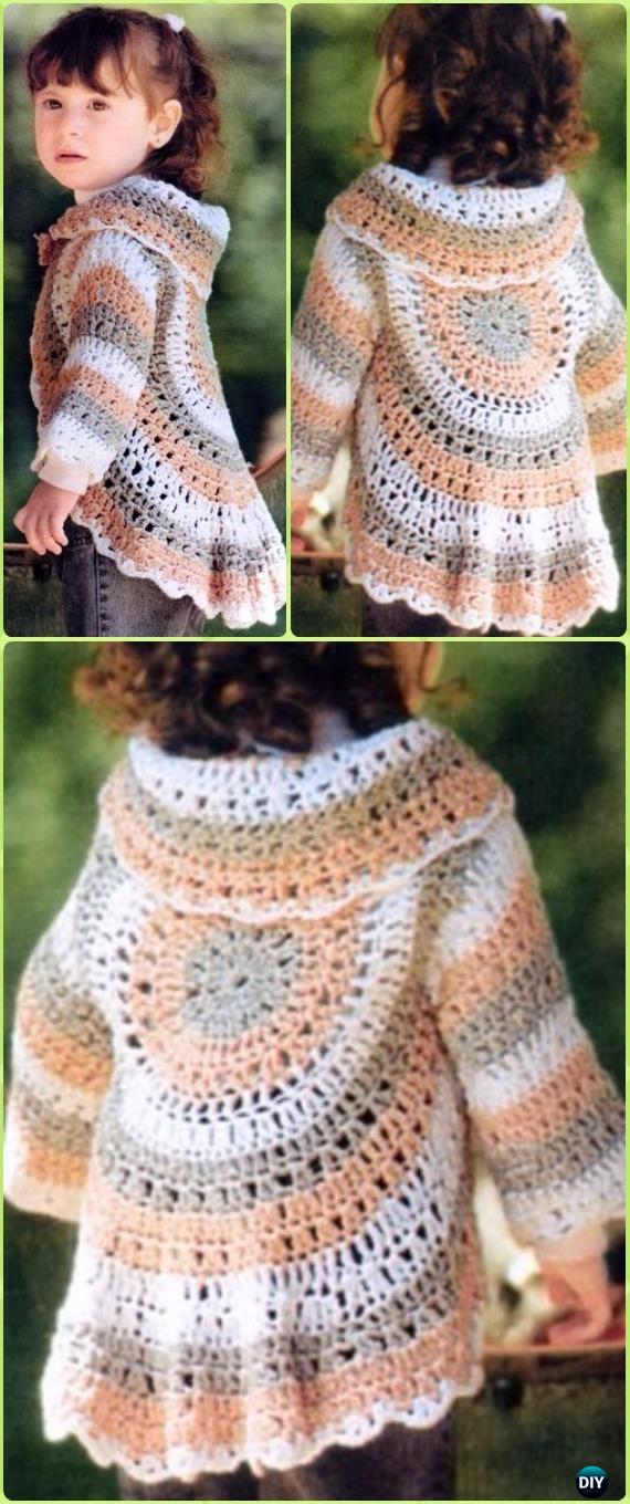 Crochet Little Girl Circle Vest Sweater 