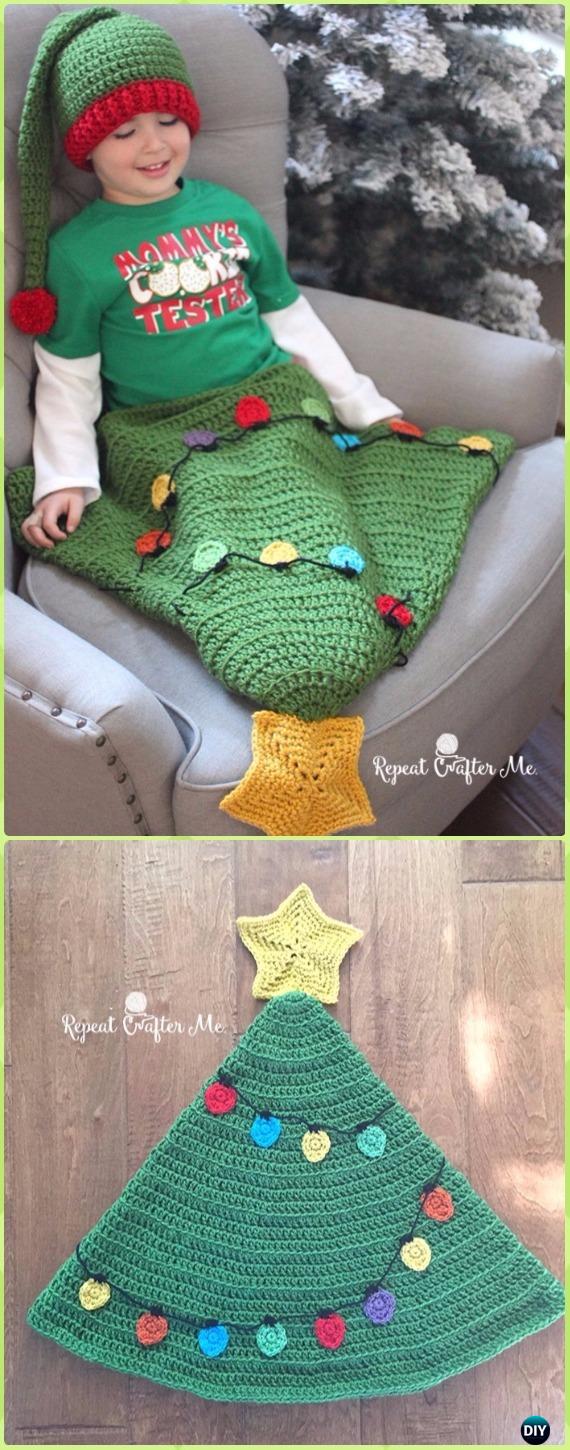 Crochet Christmas Tree Tail Blanket Sack Free Pattern - Crochet Snuggle Sack & Cocoon Free Patterns