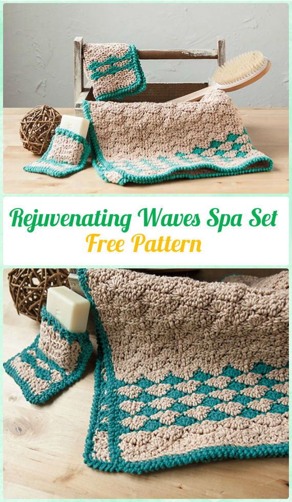 Crochet Rejuvenating Waves Spa Set Free Pattern - Crochet Spa Gift Ideas Free Patterns