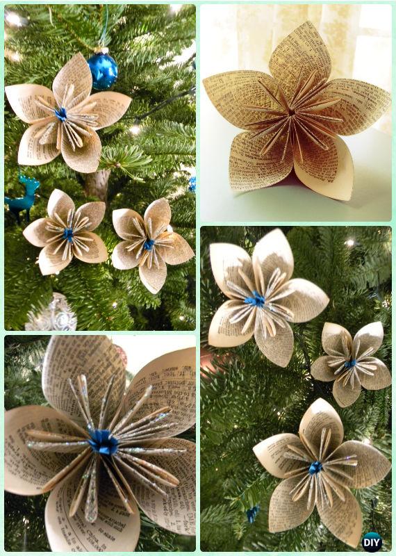 DIY Paper Christmas Tree Ornament Craft Ideas Instructions