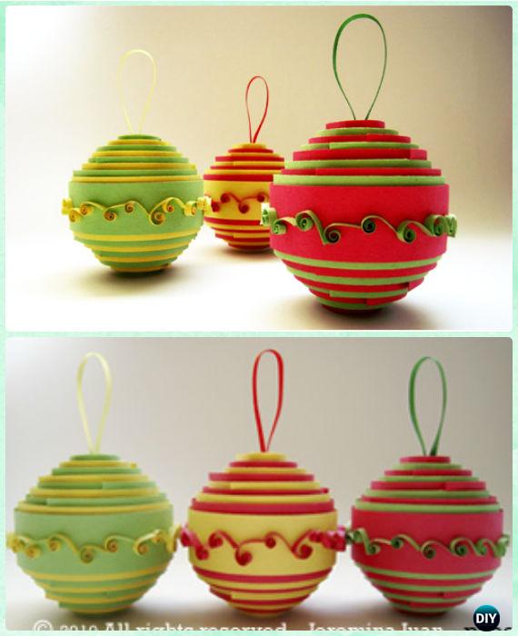 DIY Paper Christmas Tree Ornament Craft Ideas Instructions