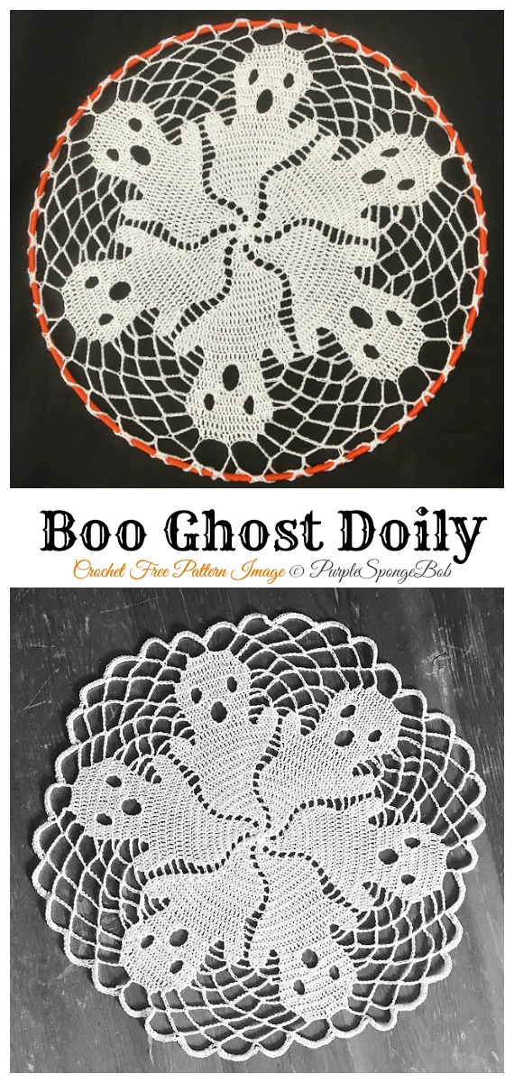 Boo! Doily Free Crochet Pattern - #Halloween; Doily Crochet Free Patterns