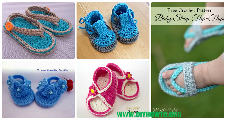 crochet baby flip flops pattern