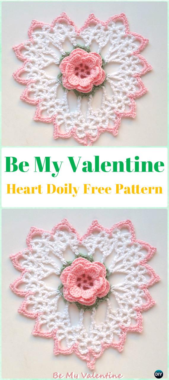 Crochet Be My Valentine Heart Doily Free Pattern - Crochet Doily Free Patterns 