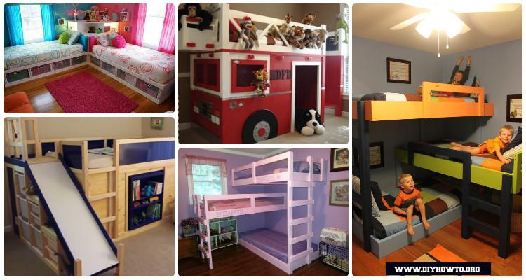 bunk bed diy plans beds boys storage loft bedroom cool instructions playhouse desk diyhowto kid
