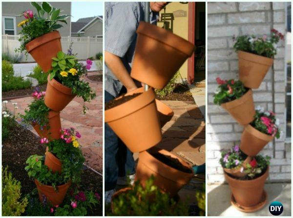 Diy Tipsy Vertical Pot Planter Projects And Instructions