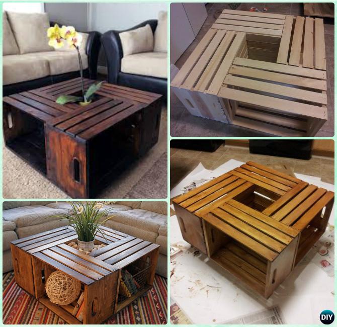 DIY Wood Crate Coffee Table Free Plans [Picture Instructions]