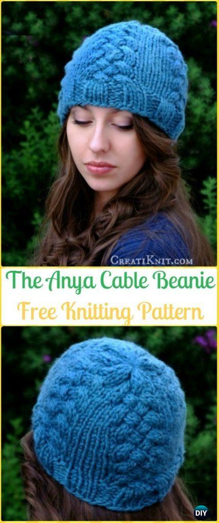 Knit Cable Beanie Hat Free Patterns